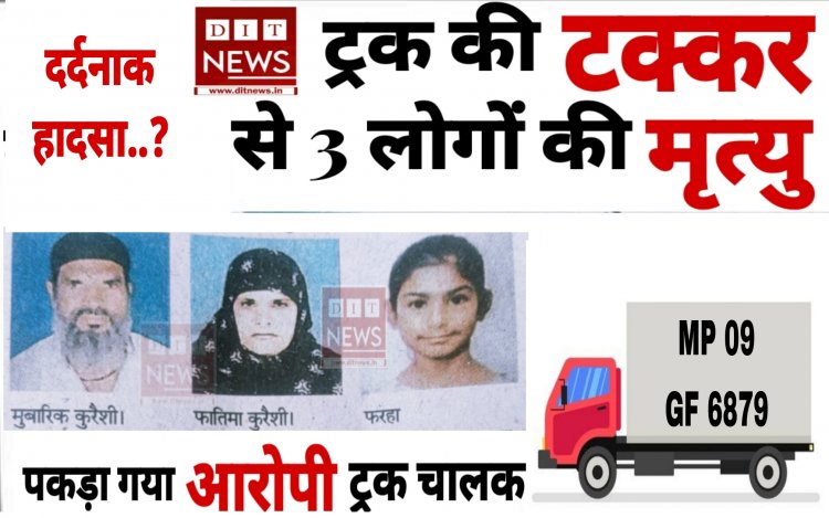 ट्रक से टक्कर मारकर 3 लोगो की मृत्यु व 3 लोगो को घायल करने वाला ट्रक चालक गिरफ्तार