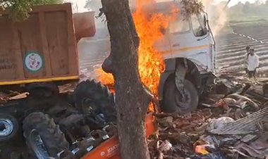 रतलाम में हाईवे पर बड़ा हादसा : ट्राला और ट्रैक्टर की जोरदार भिड़त,घुसा झोपड़ी में,चालक की मौत