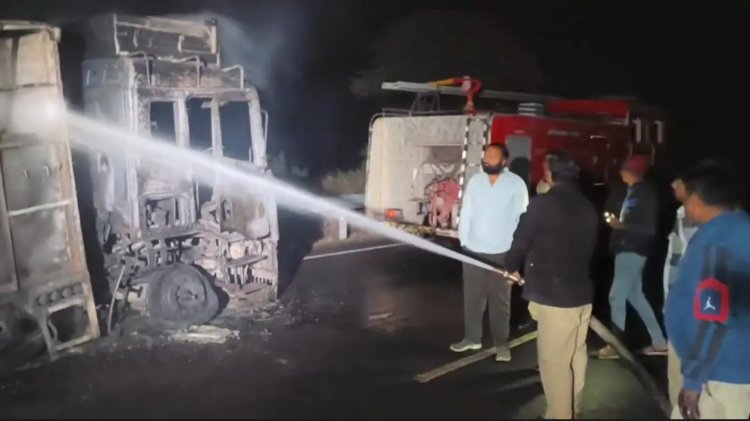 कल्याण केदारेश्वर घाट पर तेल से भरा ट्रक खाक: लाखों का नुकसान